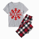 Christmas Matching Family Pajamas Let It Snow Snowman Gray Short Pajamas Set