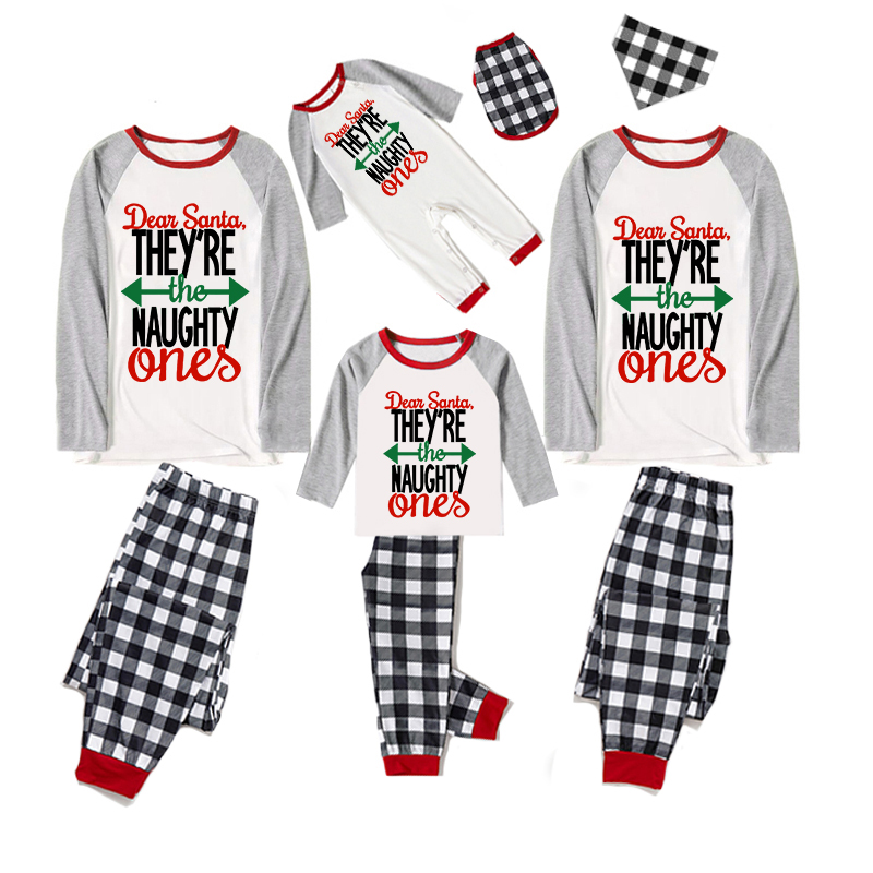 Christmas Matching Family Pajamas Dear Santa They Are Naughty Ones Long Sleeve Pajamas Set