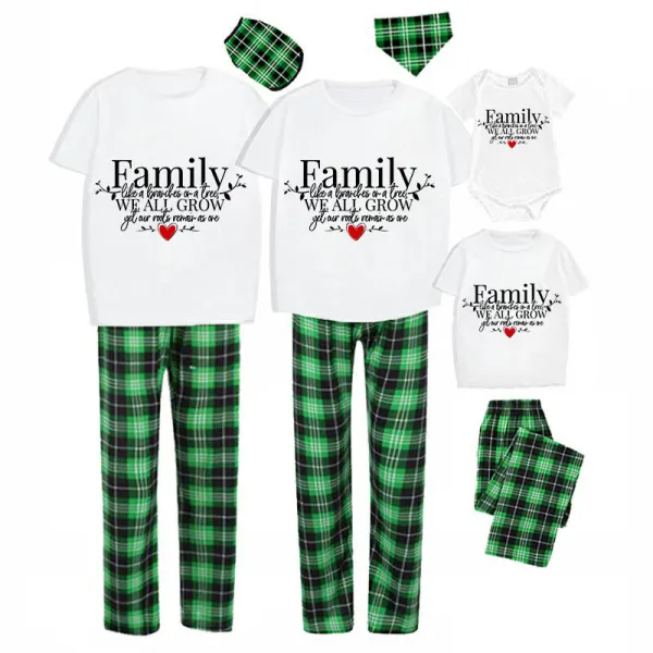 Family Matching Pajamas Exclusive Design Family Like Brarches Or A Tree We All Grow Yet Our Roots Remain As One Green Plaid Pants Pajamas Set