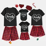 Family Matching Pajamas Exclusive Design Side By Side Or Miles Apart Family Will Always Be Connected By Heart Black And Red Plaid Pants Pajamas Set