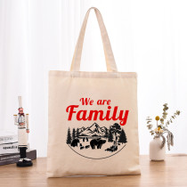 Christmas Eco Friendly 2023 We are Family Bear Handle Canvas Tote Bag
