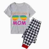 Family Matching Pajamas Exclusive Design Pretty Cool Sunglasses Gray Short Long Pajamas Set