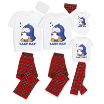Family Matching Pajamas Exclusive Design Lazy Day White Short Long Pajamas Set