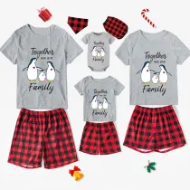 Family Matching Pajamas Exclusive Design Together We Are Family Penguin White Short Pajamas Set