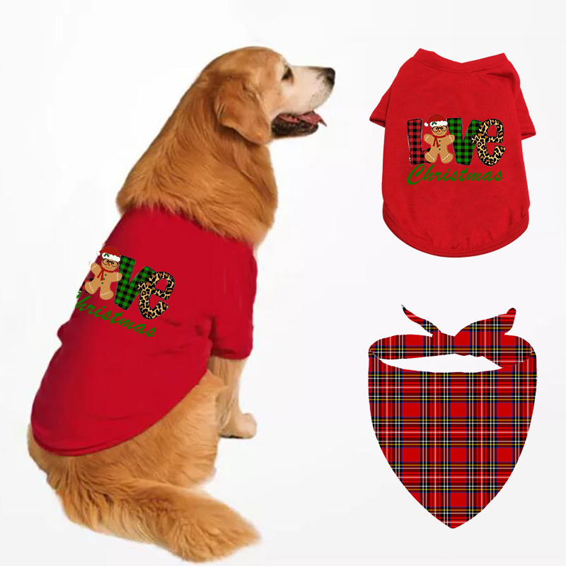 Christmas Design Love Gingerbread Christmas Dog Cloth with Scarf