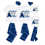 Christmas Matching Family Pajamas Christmas with My Tube Short Blue Plaids Pajamas Set