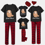 Family Matching Pajamas Exclusive Design Sloth Mode Black And Red Plaid Pants Pajamas Set