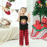 Family Matching Pajamas Exclusive Design 100% Lazy As Slow As Possible Black And Red Plaid Pants Pajamas Set