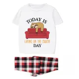 Family Matching Pajamas Exclusive Design Today Is Laying On The Couch Day White Short Long Pajamas Set