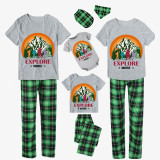 Family Matching Pajamas Exclusive Design Explore More Mountains Green Plaid Pants Pajamas Set