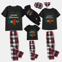 Christmas Matching Family Pajamas Merry Christmas Wreath Sloths Black Short Pajamas Set