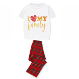 Family Matching Pajamas Exclusive Design I Love My Family White Short Long Pajamas Set