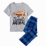 Family Matching Pajamas Exclusive Design My Spirit Animal Blue Plaid Pants Pajamas Set