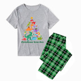 Christmas Matching Family Pajamas Christmas Tree Rex Short Green Plaids Pajamas Set
