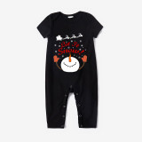 Christmas Matching Family Pajamas Let It Snow Snowman Black Short Pajamas Set