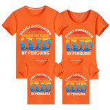 Family Matching Clothing Top Parent-kids Easily Distracted By Penguin Family T-shirts