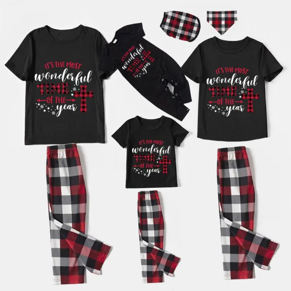 Christmas Matching Family Pajamas It's The Most Wonderful Time of The Year Crosses Black Short Pajamas Set