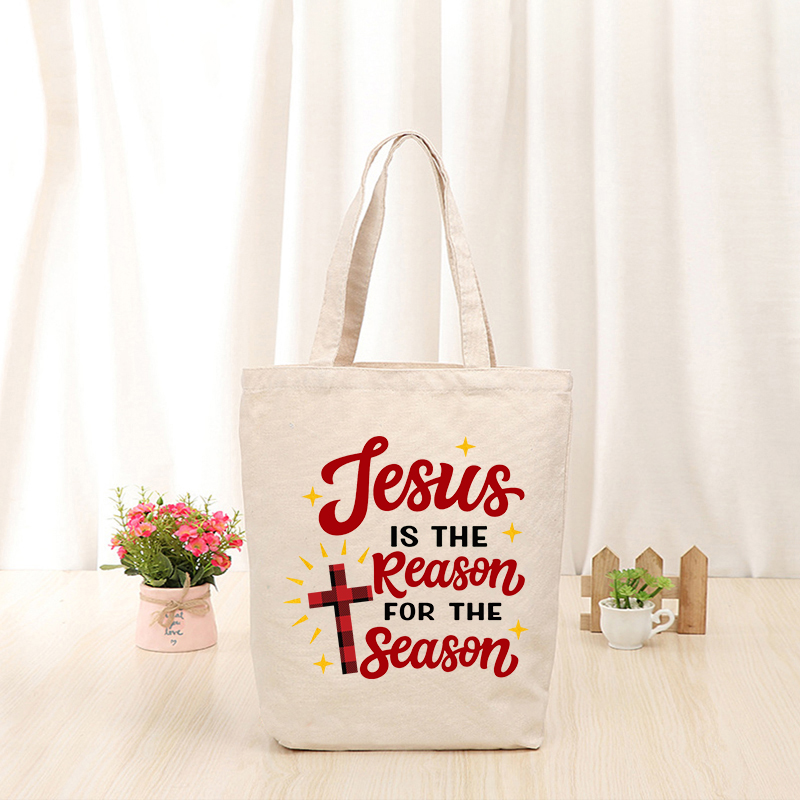Christmas Eco Friendly Jesus Is The Reason For The Season Handle Canvas Tote Bag