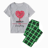 Family Matching Pajamas Exclusive Design Family Over Everthing Tree Green Plaid Pants Pajamas Set