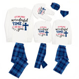 Christmas Matching Family Pajamas It's The Most Wonderful Time of The Year Crosses Blue Plaids Pajamas Set