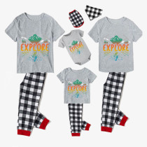 Family Matching Pajamas Exclusive Design Explore Gray Short Long Pajamas Set