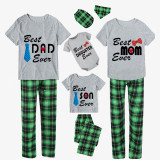 Family Matching Pajamas Exclusive Design Best One Ever Green Plaid Pants Pajamas Set