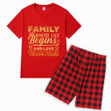 Family Matching Pajamas Exclusive Design Family Where Life Begins And Love Never Ends Red Short Pajamas Set