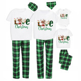 Christmas Matching Family Pajamas Love Deer Christmas Green Plaids Pajamas Set