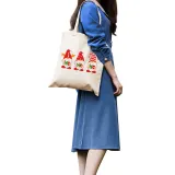 Christmas Eco Friendly HO HO HO Gnomies Handle Canvas Tote Bag