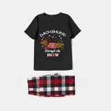 Christmas Matching Family Pajamas Dachshund Through The Snow Black Pajamas Set