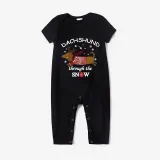 Christmas Matching Family Pajamas Dachshund Through The Snow Black Reindeer Pajamas Set