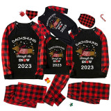 2023 Christmas Matching Family Pajamas Dachshund Through The Snow Black Short Pajamas Set