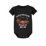Christmas Matching Family Pajamas Dachshund Through The Snow Black Short Pajamas Set