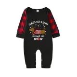 Christmas Matching Family Pajamas Dachshund Through The Snow Black Short Pajamas Set