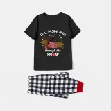 Christmas Matching Family Pajamas Dachshund Through The Snow Black Pajamas Set
