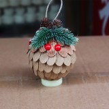Merry Christmas 6 Pieces 8cm Pine Cones Christmas Tree Ornaments Hanging Balls Decoration