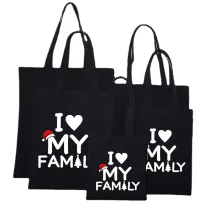 Christmas Eco Friendly Together We Are Family Handle Canvas Tote Bag