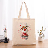 Christmas Eco Friendly Snowflake Cherry Deer Handle Canvas Tote Bag