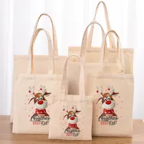 Christmas Eco Friendly Snowflake Cherry Deer Handle Canvas Tote Bag