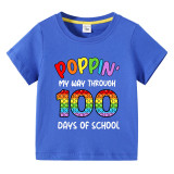 Toddler Kids Boys Tops Poppin My Way through 100 Days of School Boy Students T-shirts