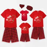 Christmas Matching Family Pajamas Luminous Glowing Cartoon Mouse Hat Red Short Pajamas Set