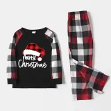 Christmas Matching Family Pajamas Luminous Glowing Christmas Hat Red Plaids Pajamas Set