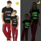 2023 Christmas Matching Family Pajamas Luminous Glowing Christmas with My Tube Red Short Pajamas Set