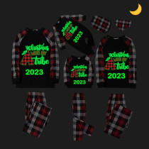 2023 Christmas Matching Family Pajamas Luminous Glowing Christmas with My Tube Red Pajamas Set