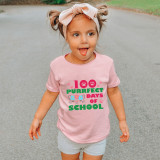 Toddler Kids Girls Tops 100 Purrfect Days Of School Girl Students T-shirts