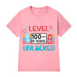Youth Tops 100 Days of School Game Leavel Unlocked High School Students T-shirts