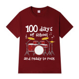 Youth Tops 100 Days of School Racket Drums Ready to Rock Prints High School Students T-shirts