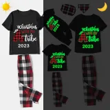 2023 Christmas Matching Family Pajamas Luminous Glowing Christmas with My Tube Black Short Pajamas Set