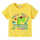 Toddler Kids Boys Tops Roaring through 100 Days of School Boy Students T-shirts