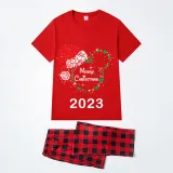 2023 Christmas Matching Family Pajamas Luminous Glowing Cartoon Mouse Hat Red Short Pajamas Set